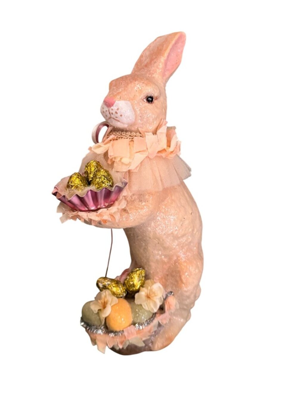 Katherine's Collectibles Matilda Hare Glittered Paper Mache Easter Bunny Figure